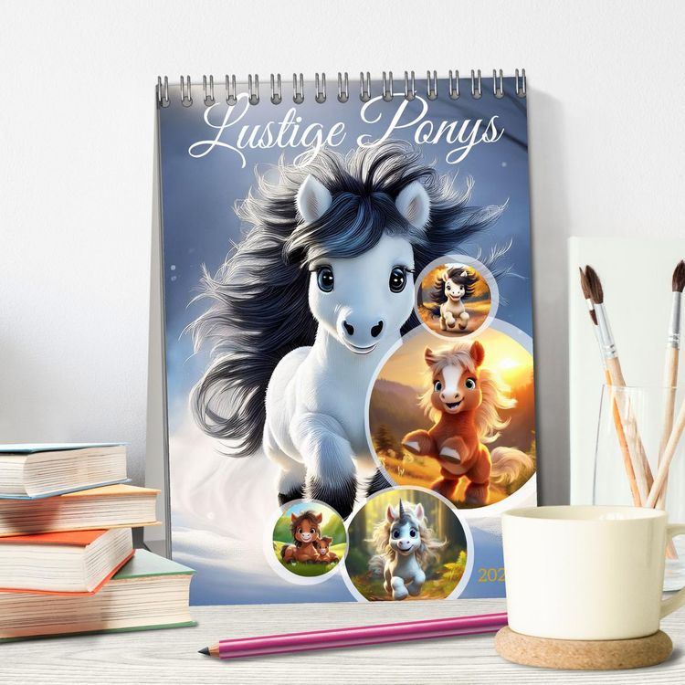 Produktbild: Lustige Ponys (Tischkalender 2026 DIN A5 hoch), CALVENDO Monatskalender