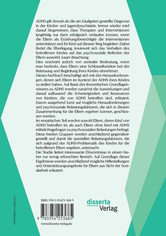 Produktbild: Elternarbeit bei ADHS: Psychosoziale Belastungen bei ADHS und m&ouml;gliche Unterst&uuml;tzungen durch die Sozialarbeit