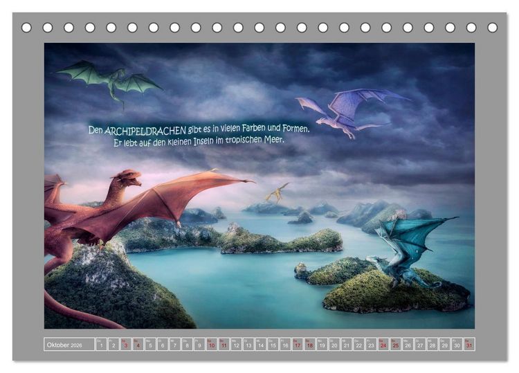 Produktbild: Wo die wilden Drachen wohnen (Tischkalender 2026 DIN A5 quer), CALVENDO Monatskalender