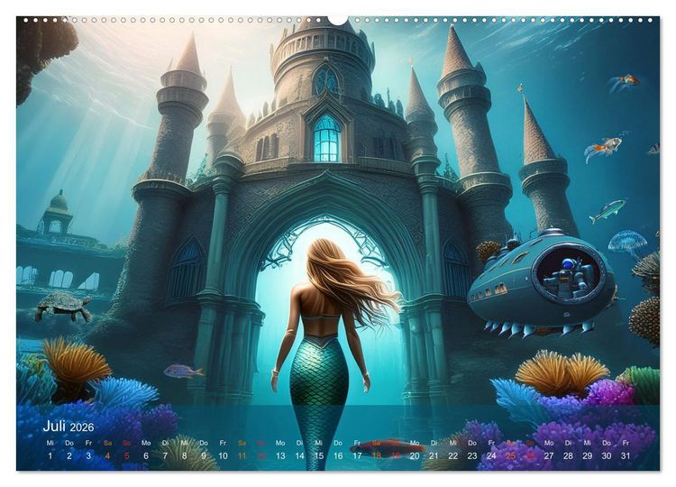 Produktbild: Meerjungfrauen in mystischen Unterwasserwelten (Wandkalender 2026 DIN A2 quer), CALVENDO Monatskalender