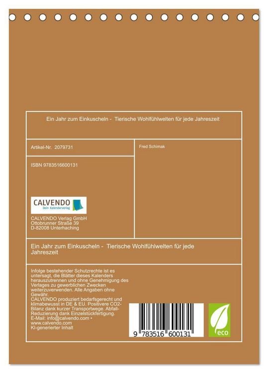 Produktbild: Ein Jahr zum Einkuscheln - Tierische Wohlf&uuml;hlwelten f&uuml;r jede Jahreszeit (Tischkalender 2026 DIN A5 hoch), CALVENDO Monatskalender