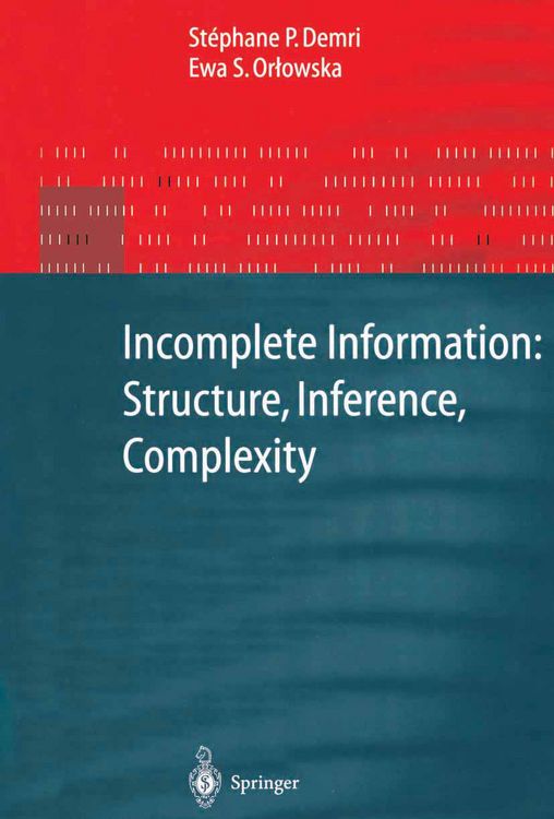 Produktbild: Incomplete Information: Structure, Inference, Complexity