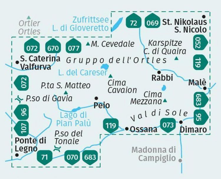 Produktbild: KOMPASS Wanderkarte 095 Peio e Rabbi, Val di Sole 1:25.000