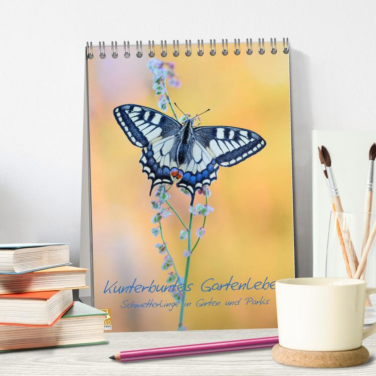 Produktbild: Kunterbuntes Gartenleben - Schmetterlinge in G&auml;rten und Parks (Tischkalender 2026 DIN A5 hoch), CALVENDO Monatskalender