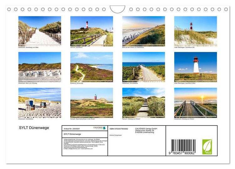 Produktbild: SYLT D&uuml;nenwege (Wandkalender 2026 DIN A4 quer), CALVENDO Monatskalender