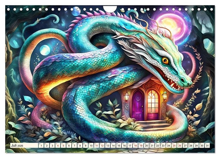 Produktbild: Drachenschlangen W&auml;chter (Wandkalender 2026 DIN A4 quer), CALVENDO Monatskalender