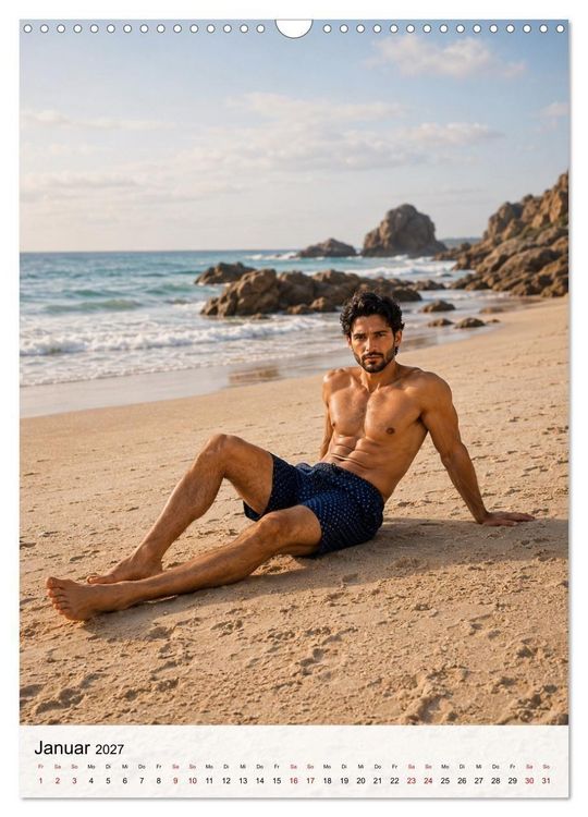 Produktbild: Golden Beach Men - Sinnliche Strandmomente (Wandkalender 2027 DIN A3 hoch), CALVENDO Monatskalender