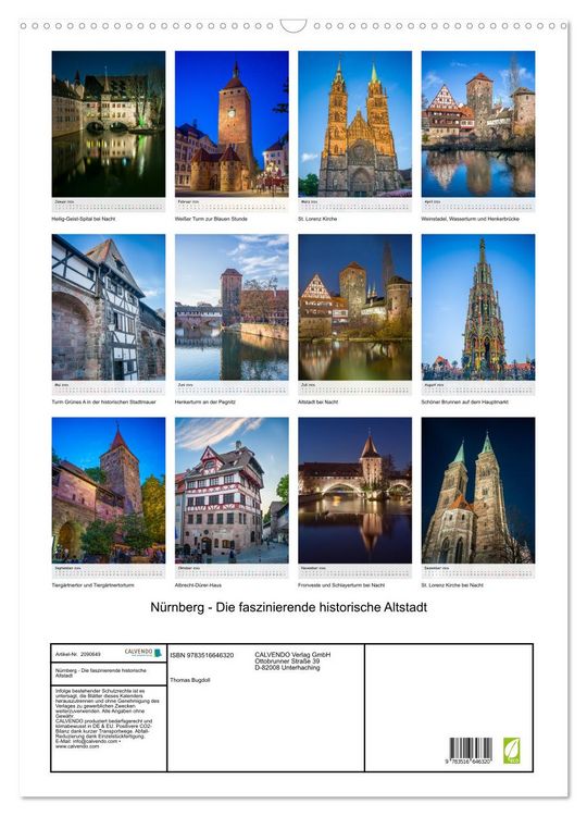 Produktbild: N&uuml;rnberg - Die faszinierende historische Altstadt (Wandkalender 2026 DIN A2 hoch), CALVENDO Monatskalender
