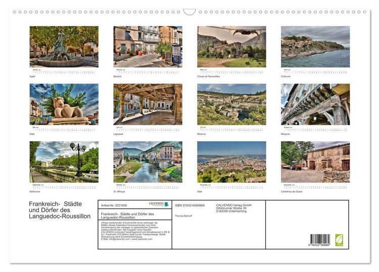 Produktbild: Frankreich- St&auml;dte und D&ouml;rfer des Languedoc-Roussillon (Wandkalender 2026 DIN A2 quer), CALVENDO Monatskalender