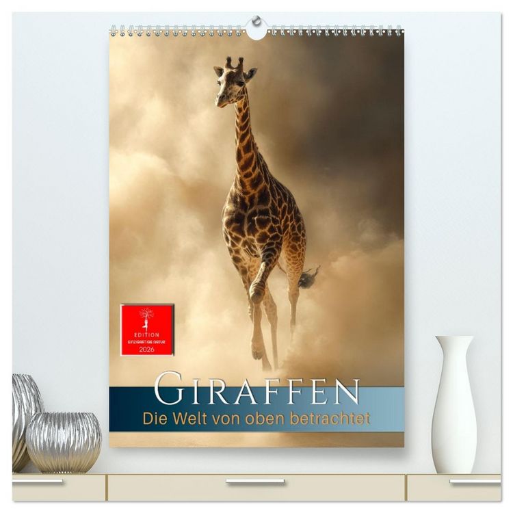 Produktbild: Giraffen - die Welt von oben betrachtet (hochwertiger Premium Wandkalender 2026 DIN A2 hoch), Kunstdruck in Hochglanz
