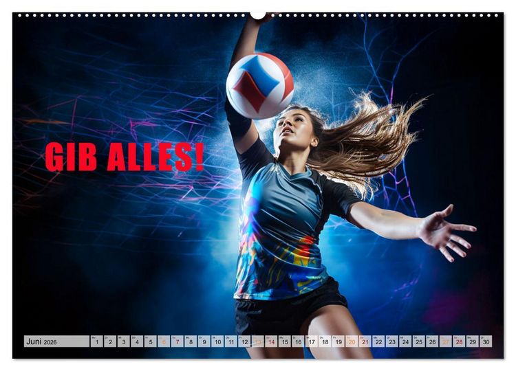 Produktbild: Volleyball und Motivation (hochwertiger Premium Wandkalender 2026 DIN A2 quer), Kunstdruck in Hochglanz