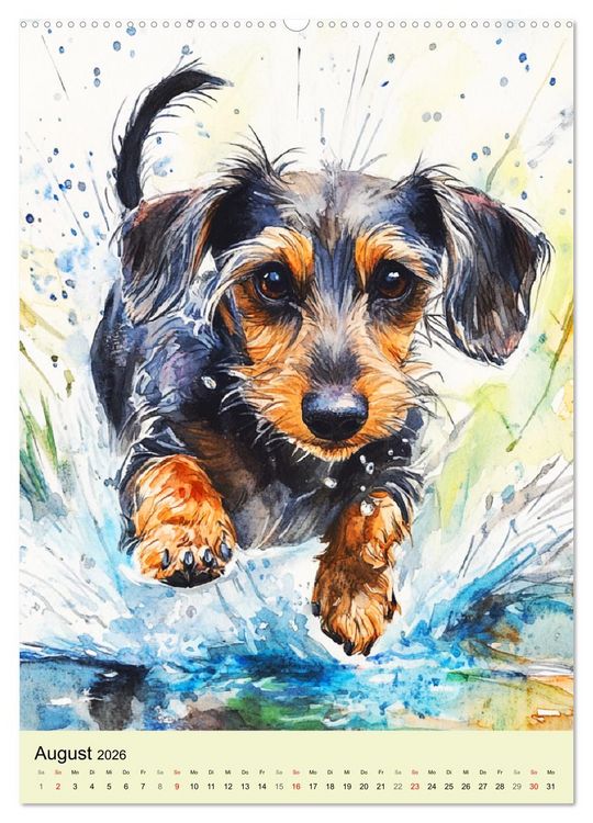 Produktbild: Bezaubernde Hunde. Unsere Freunde im lieblichen Aquarell-Stil (Wandkalender 2026 DIN A2 hoch), CALVENDO Monatskalender