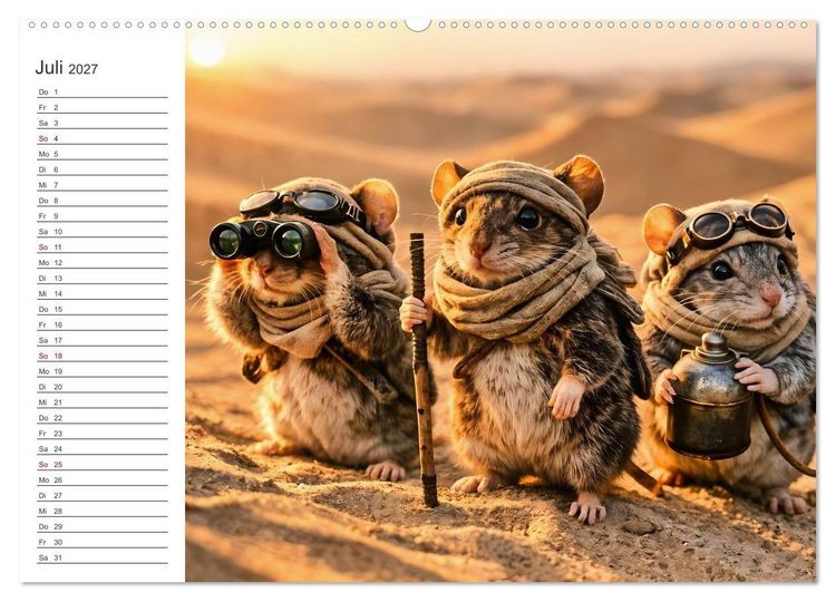 Produktbild: Abenteuerm&auml;use - Drei kleine Entdecker auf gro&szlig;er Reise (Wandkalender 2027 DIN A2 quer), CALVENDO Monatskalender
