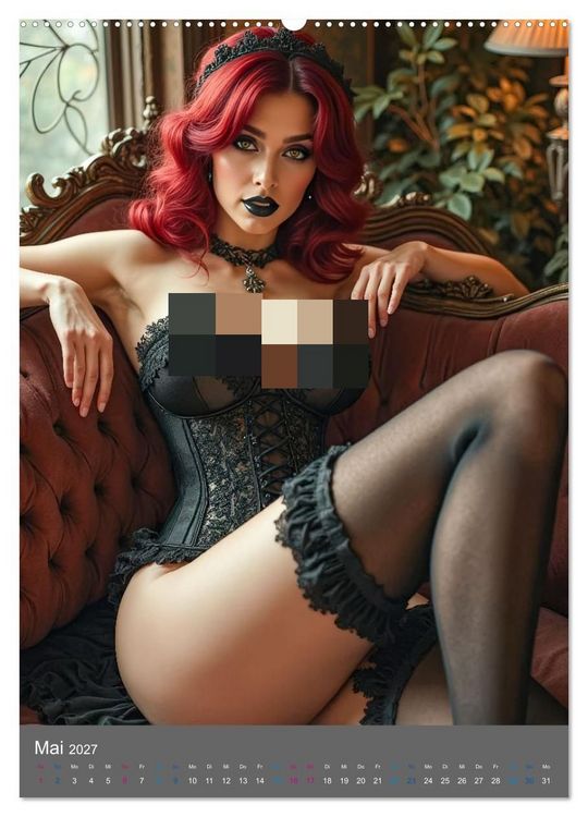 Produktbild: Gothic Dessous Fantasien (Wandkalender 2027 DIN A2 hoch), CALVENDO Monatskalender