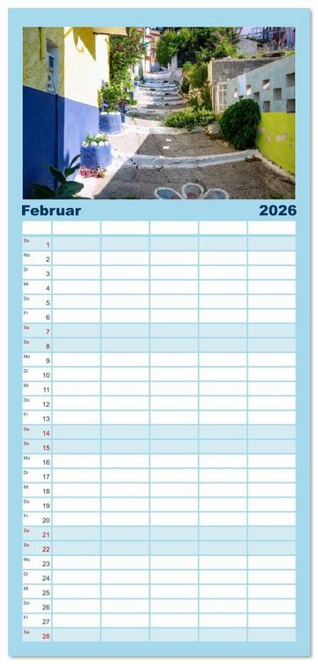 Produktbild: Familienplaner 2026 - Samos. Griechische Inselsch&ouml;nheit mit 5 Spalten (Wandkalender, 21 x 45 cm) CALVENDO