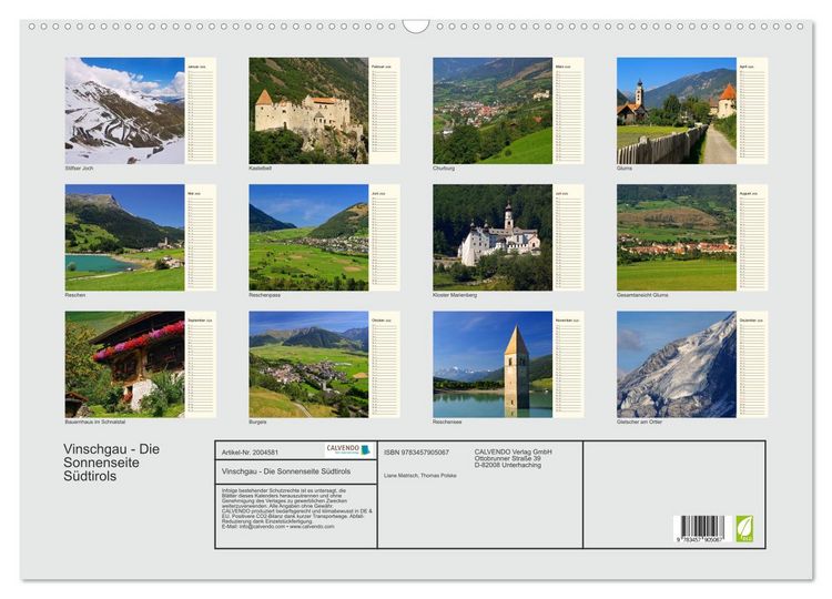 Produktbild: Vinschgau - Die Sonnenseite S&uuml;dtirols (Wandkalender 2026 DIN A2 quer), CALVENDO Monatskalender