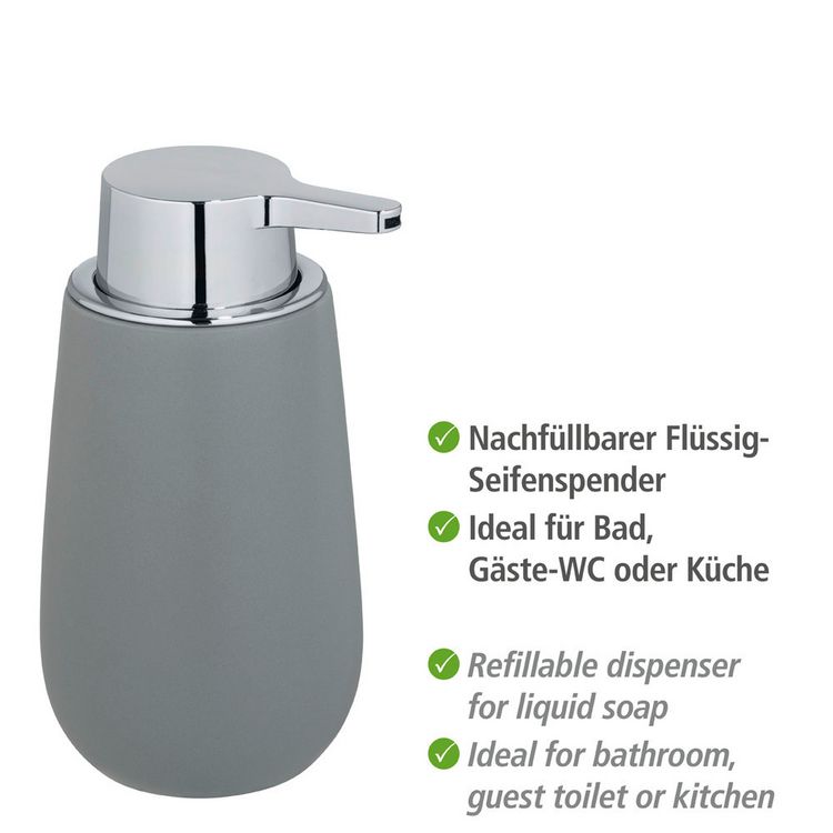 Produktbild: Waschtisch-Set Mod. Badi Grau, 2-tlg., 1 Zahnputzbecher, 1 Seifenspender