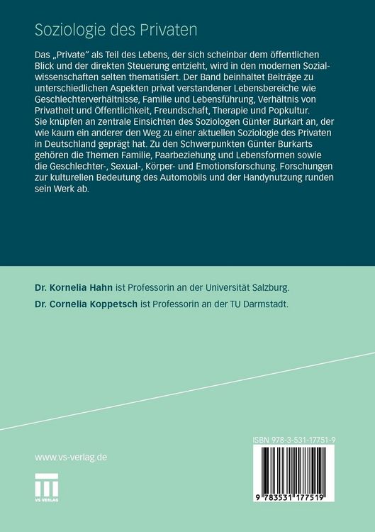 Produktbild: Soziologie des Privaten