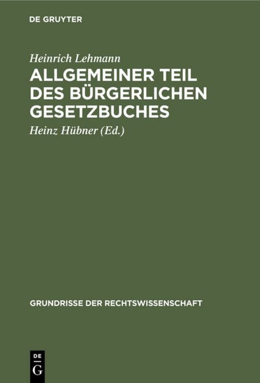 Produktbild: Allgemeiner Teil des B&uuml;rgerlichen Gesetzbuches