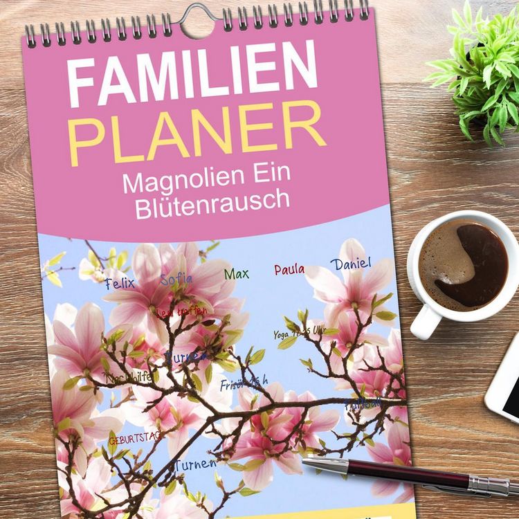 Produktbild: Familienplaner 2026 - Magnolien Ein Bl&uuml;tenrausch mit 5 Spalten (Wandkalender, 21 x 45 cm) CALVENDO