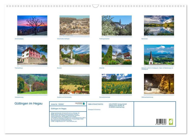 Produktbild: G&uuml;ttingen im Hegau (Wandkalender 2026 DIN A2 quer), CALVENDO Monatskalender