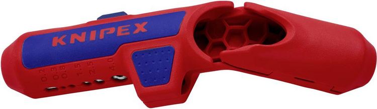Produktbild: Knipex 16 95 01 SB ErgoStrip Kabelentmanteler Geeignet f&uuml;r Rundkabel, Feuchtraumkabel, Datenkabel, Koaxialkabel 4.8 bis 13 mm 0.2 bis 4 mm&sup2;