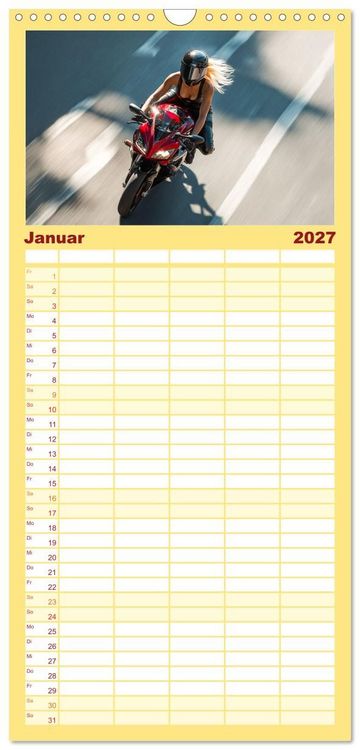 Produktbild: Familienplaner 2027 - Schnelle Bikes und Starke Frauen mit 5 Spalten (Wandkalender, 21 x 45 cm) CALVENDO