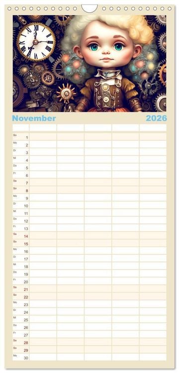 Produktbild: Familienplaner 2026 - Kleine Steampunk Stars mit 5 Spalten (Wandkalender, 21 x 45 cm) CALVENDO