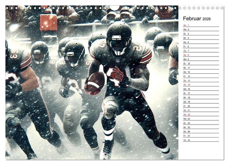 Produktbild: American Football - Durch KI-Technologie zum Leben erweckte Momente (Wandkalender 2026 DIN A3 quer), CALVENDO Monatskalender
