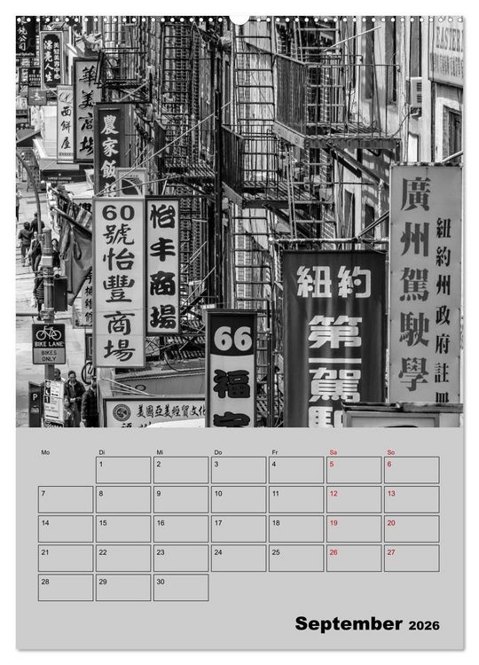 Produktbild: NEW YORK CITY Monochrome Stadtansichten (Wandkalender 2026 DIN A2 hoch), CALVENDO Monatskalender