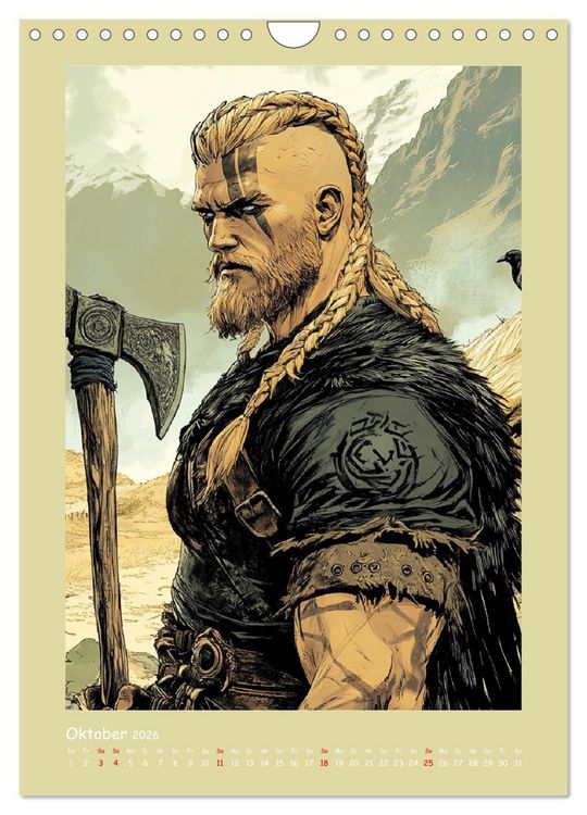 Produktbild: Wikinger Comics. Nordische Fantasy-Helden (Wandkalender 2026 DIN A4 hoch), CALVENDO Monatskalender