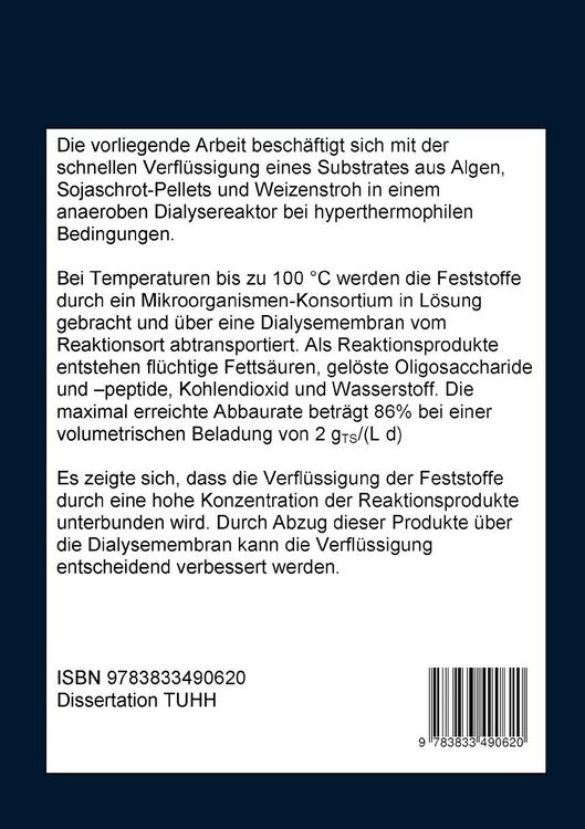 Produktbild: Verfl&uuml;ssigung von organischen Reststoffen durch Mikroorganismen bei extrem hohen Temperaturen unter anaeroben Bedingungen