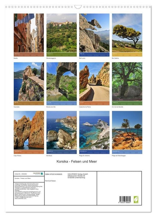 Produktbild: Korsika - Felsen und Meer (Wandkalender 2026 DIN A2 hoch), CALVENDO Monatskalender