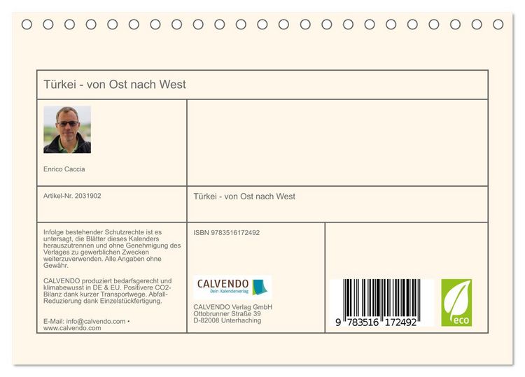 Produktbild: T&uuml;rkei - von Ost nach West (Tischkalender 2026 DIN A5 quer), CALVENDO Monatskalender
