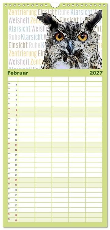 Produktbild: Familienplaner 2027 - Mein wildes Krafttier voller Achtsamkeit mit 5 Spalten (Wandkalender, 21 x 45 cm) CALVENDO