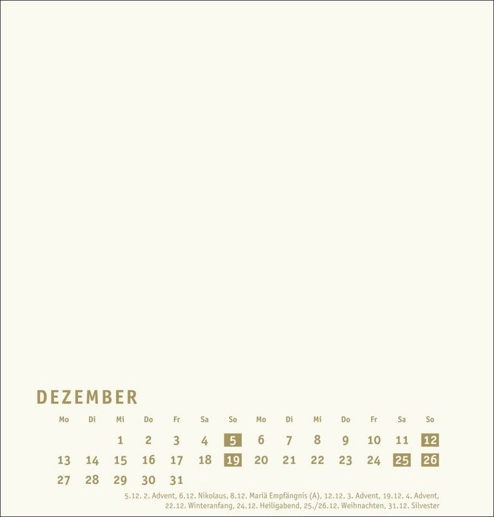 Produktbild: Premium-Bastelkalender gold mittel 2027
