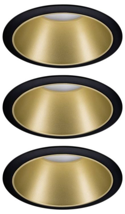 Produktbild: Paulmann Cole Coin 93404 Einbauleuchte 3er Set 2021 Energieeffizienzklasse: n.rel 6 W Warmwei&szlig; Schwarz, Gold