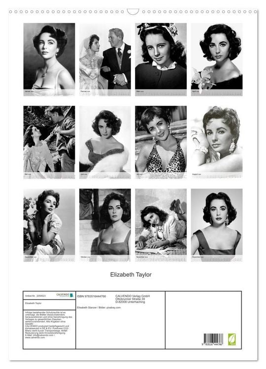 Produktbild: Elizabeth Taylor (Wandkalender 2026 DIN A2 hoch), CALVENDO Monatskalender