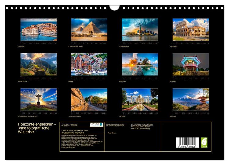 Produktbild: Horizonte entdecken - eine fotografische Weltreise (Wandkalender 2026 DIN A3 quer), CALVENDO Monatskalender