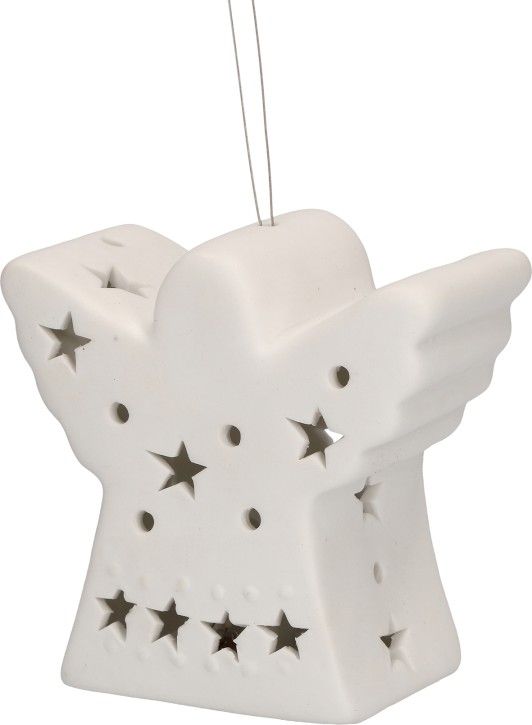 Produktbild: Porzellan-Figur "Engel" mit LED-Licht und Draht