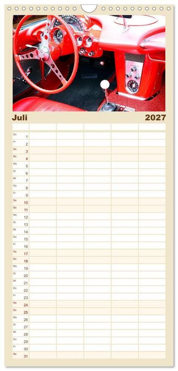 Produktbild: Familienplaner 2027 - Ikonische US-Car Armaturenbretter mit 5 Spalten (Wandkalender, 21 x 45 cm) CALVENDO