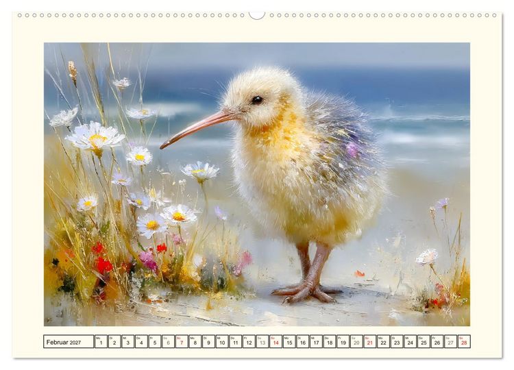 Produktbild: Entz&uuml;ckende Kiwis. Neuseelands kleiner Laufvogel am Meer (hochwertiger Premium Wandkalender 2027 DIN A2 quer), Kunstdruck in Hochglanz
