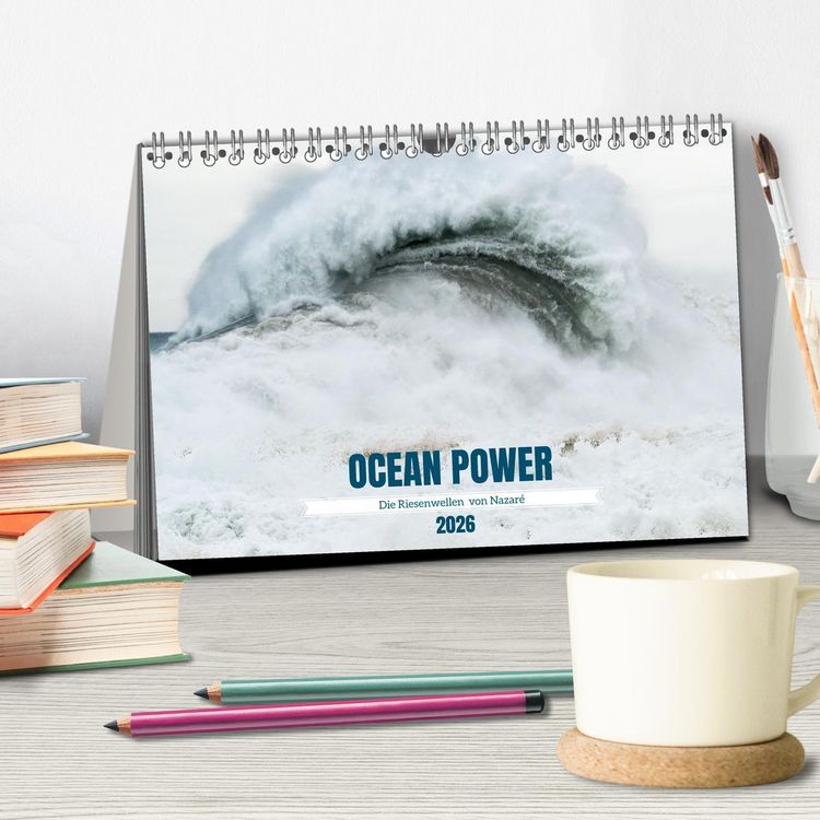 Produktbild: OCEAN POWER - Die Riesenwellen von Nazar&eacute; (Tischkalender 2026 DIN A5 quer), CALVENDO Monatskalender