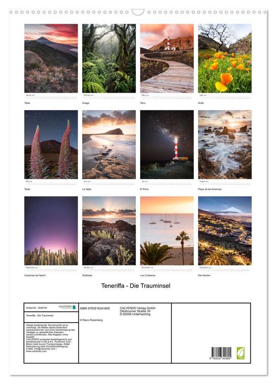 Produktbild: Teneriffa - Die Trauminsel (Wandkalender 2026 DIN A2 hoch), CALVENDO Monatskalender