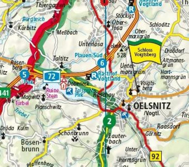 Produktbild: Motorradkarte Erzgebirge - Vogtland 1:200 000