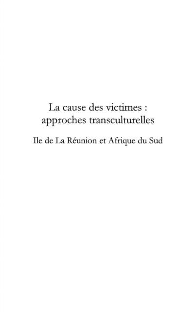 Produktbild: Cause des victimes: approches transculturelles