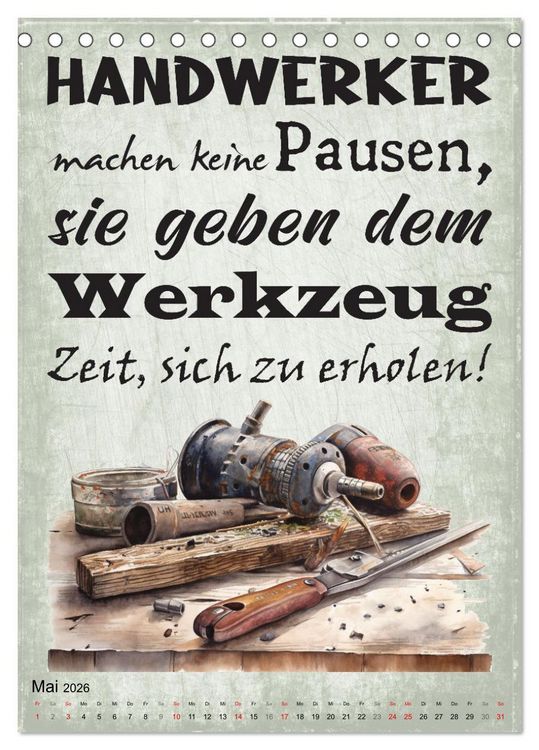 Produktbild: Handwerker Spr&uuml;che (Tischkalender 2026 DIN A5 hoch), CALVENDO Monatskalender