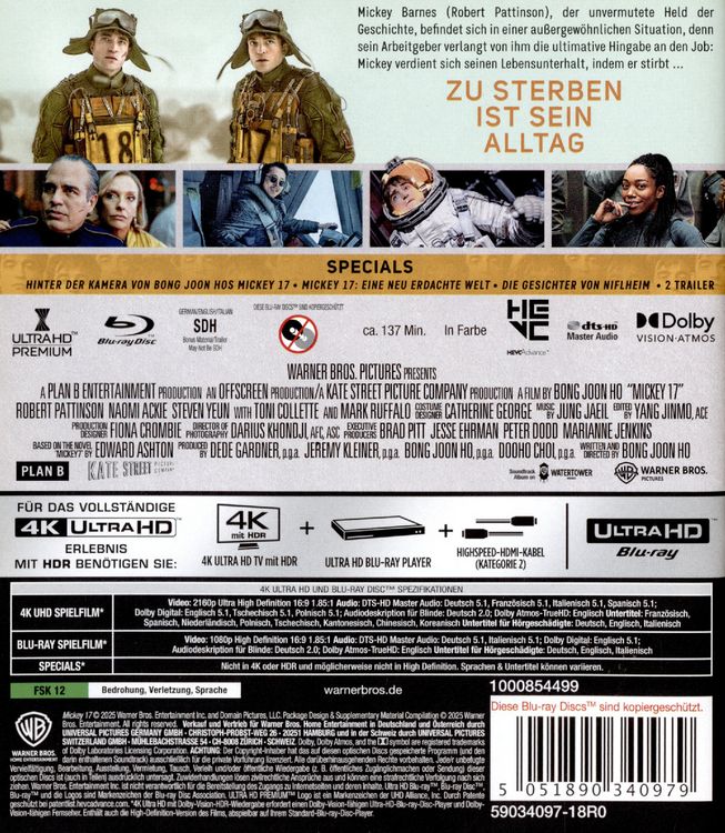 Produktbild: Mickey 17 (4K Ultra HD) (+ Blu-ray)