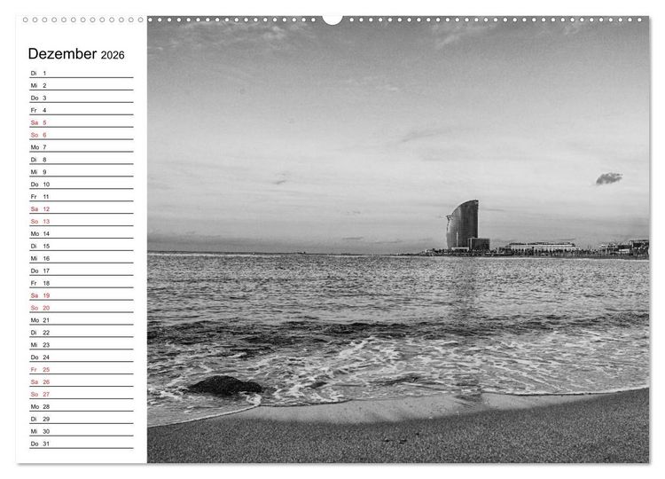 Produktbild: Barcelona Schwarz / Wei&szlig; Impressionen (hochwertiger Premium Wandkalender 2026 DIN A2 quer), Kunstdruck in Hochglanz