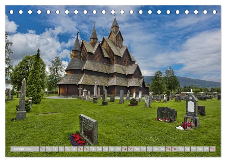 Produktbild: Norwegens Stabkirchen (Tischkalender 2026 DIN A5 quer), CALVENDO Monatskalender
